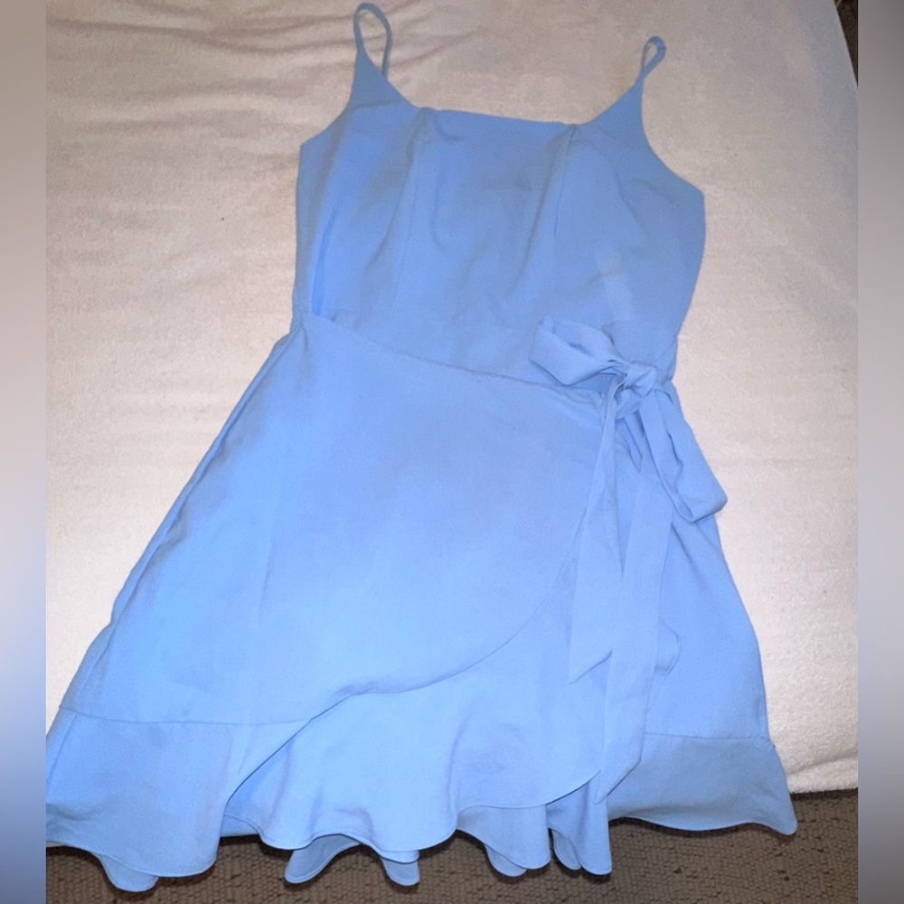 Lulu's Light Blue Wrap Cocktail Dress